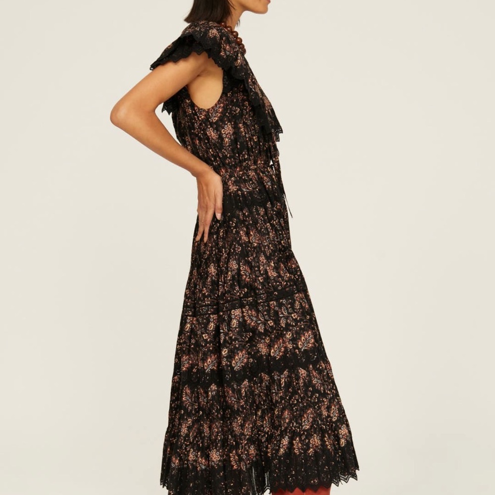 Ulla Johnson Black and Brown Floral Midi Dress - Picture 12 of 14